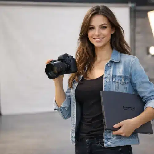 Fotografe met photoshop laptop