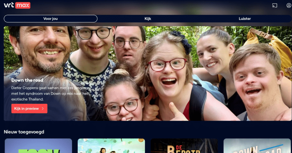 Schermafbeelding van de VRT Max app